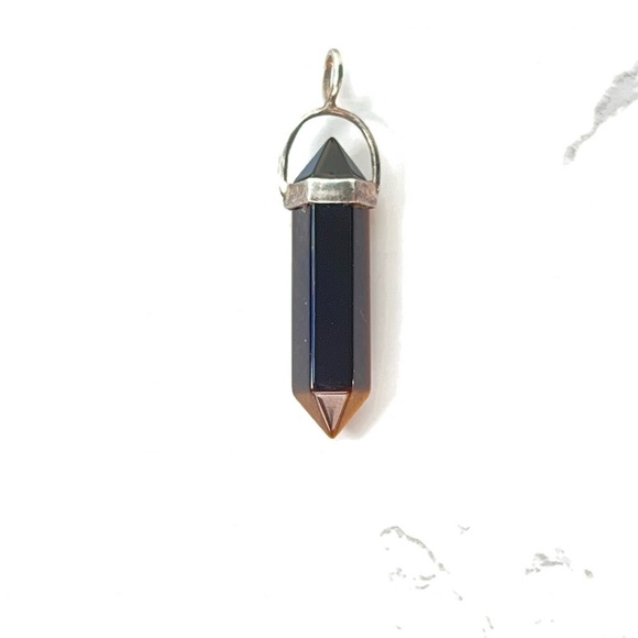 Tigers Eye Crystal Chakra Sterling Silver Pendant Cats Eye Bohemian Neutral - Picture 2 of 6